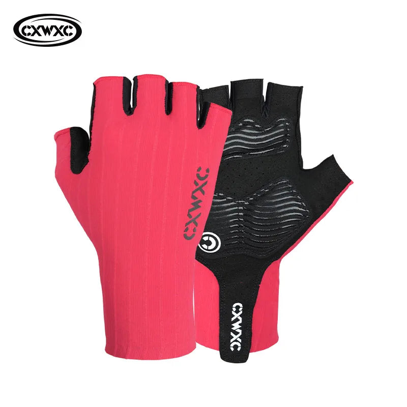 CXWXC Cycling Fingerless Gloves Bicycle Half Finger Gel Gloves Lycra Fabric Short Gloves Outdoor Sport Motorcycle Bike Mitten