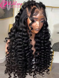 WeWave Loose Deep Wave Wig 1B Black 13x6 HD Lace Human Hair Wig Pre Plucked Baby Hair Bleached Knots Brazilian Wigs Original