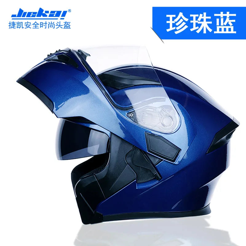 NEW Bluetooth Helmet Flip Up Visor Dual Lens Casco Moto Cool Motorcycle Helmet Full Face Casco Black Motorbike Helmets Modular