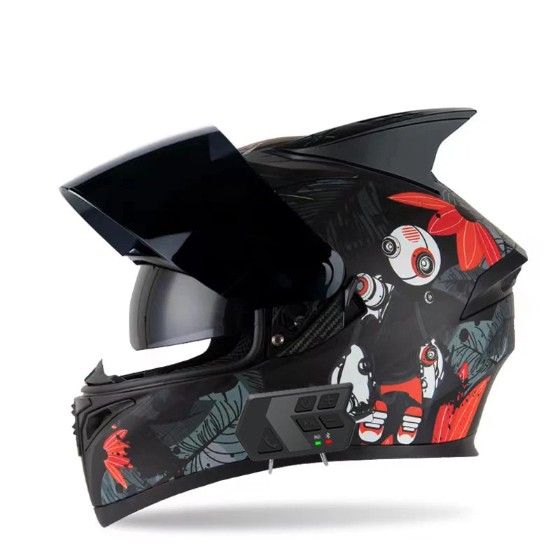 JieKai motorcycle helmet motocross full helmet with Bluetooth earphones for men women all season casco moto cascos para moto