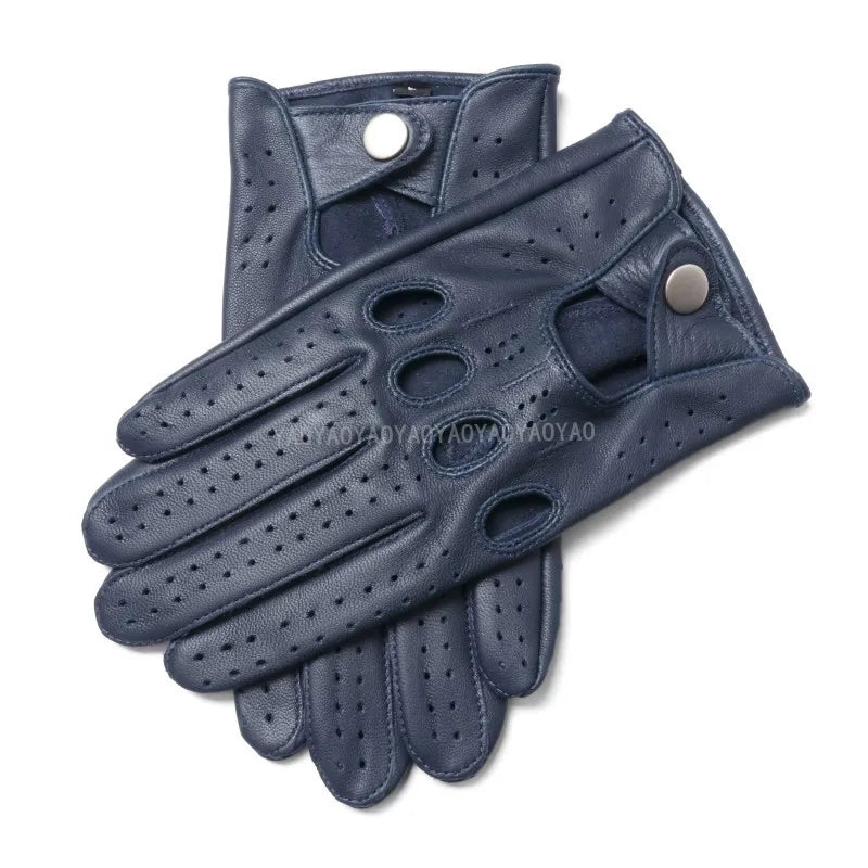 Male Spring 2025 New Leather Gloves Men Top Quality Pure Goatskin No Lining Unlined Breathable Driving Full Finger Mittens