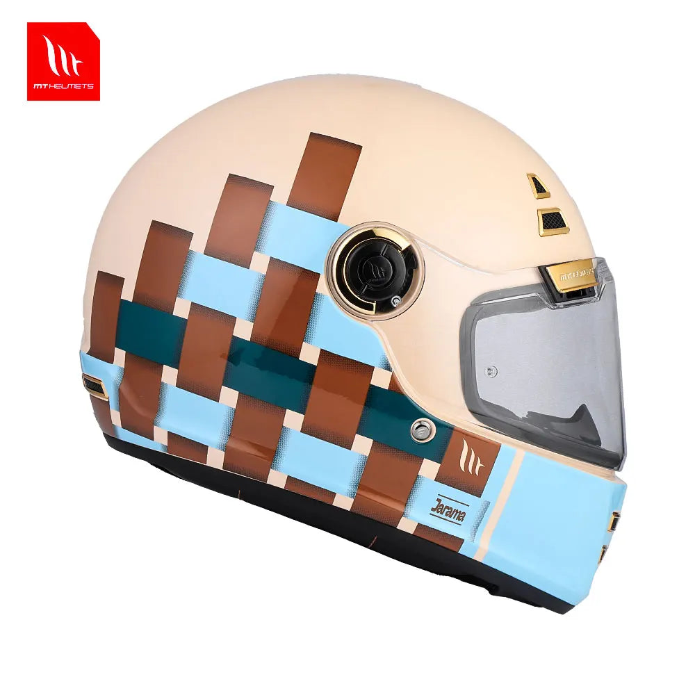 Full Face Helmet Motocross MT JARAMA Double D-ring Buckle Racing Motorcycle Helmets Gloss / Matt Anti-fog Retro V 32 Visor NEW