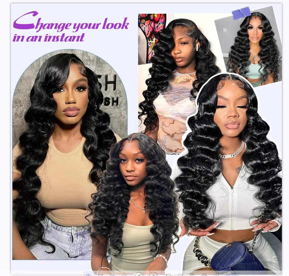 30 40 Inches Loose Waves Wig Human Hair 13x6 Hd Lace Front Wig Brazilian Water Loose Deep Wave 13x4 Lace Frontal Wigs For Women