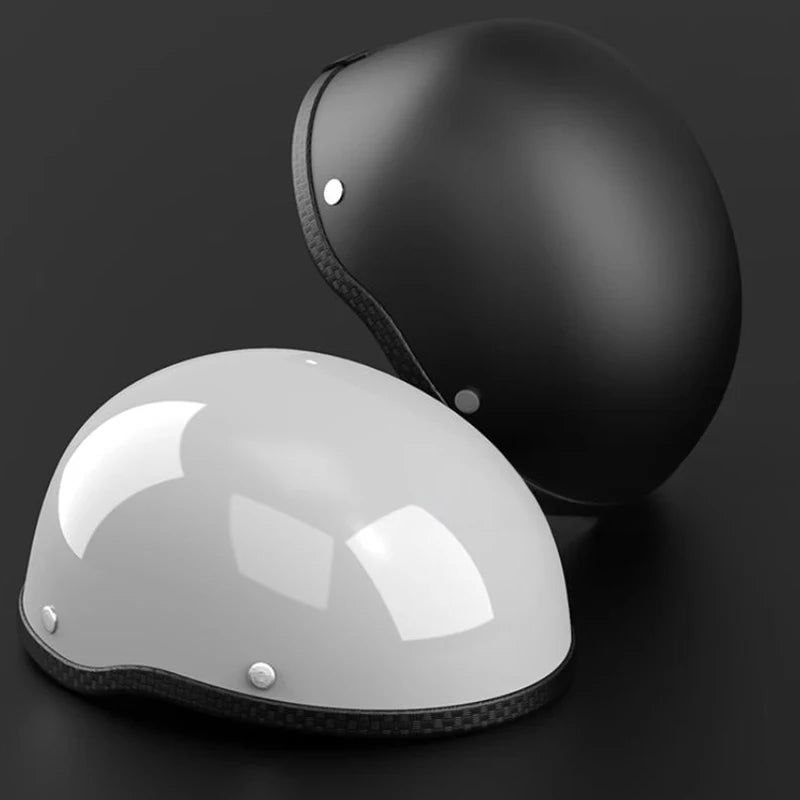 2025 summer Vintage Motorcycle Cruiser Helmet Half Face German Helmet Motorcycle Helmet Bright Black Car-styling