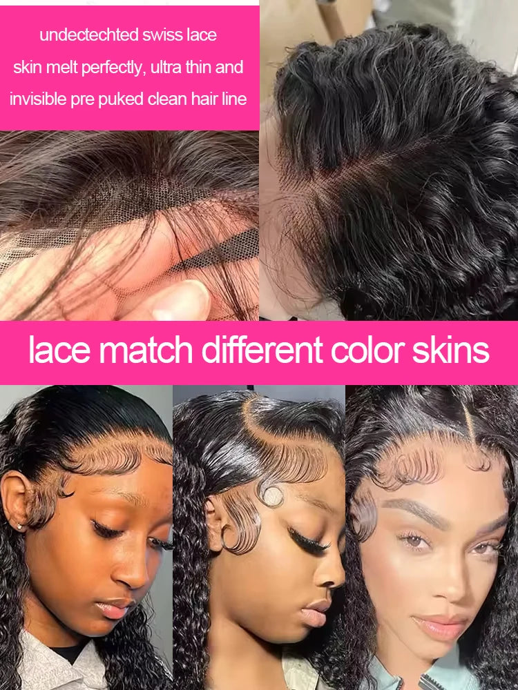 250 Density Human Hair Wigs Transparent Curly Wigs 13x6 Hd Lace Frontal Wig Brazilian High Density Deep Wave Wigs 40 Inches