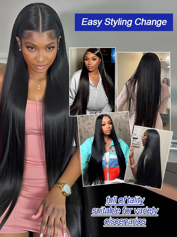 300 Density 13x6 HD Bone Straight Lace Front Wigs Human Hair Brazilian 40 Inch 13x4 Full Lace Frontal Human Hair Wigs For Women