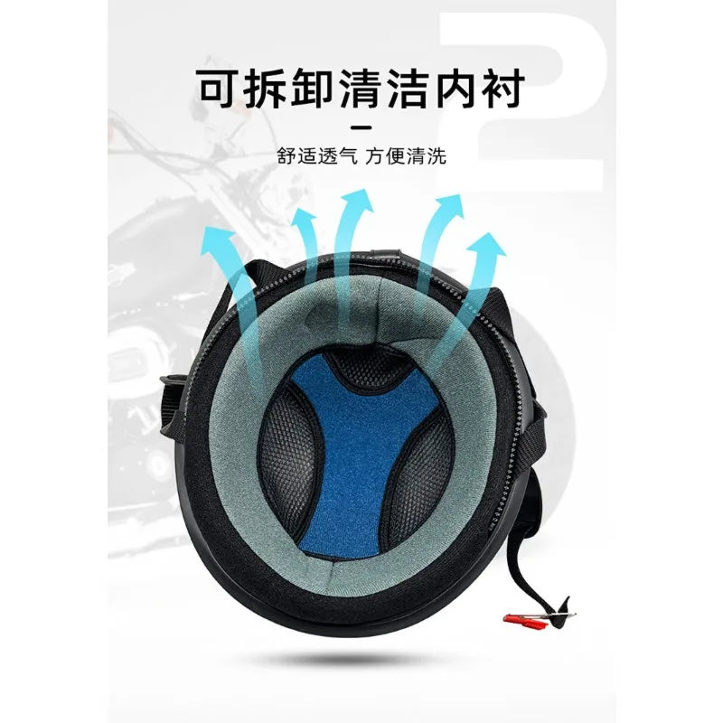Retro Leather Motorcycle Helmets For Men Women Vintage Moto Half Helmet With Goggles Four Seasons Riding Scooter Capacetes