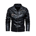 Motorcycle Jacket Men Motorcycle Riding PU Leather Jackets Fleece Padded Biker Windbreaker Male Stand Collar Casual Chaquetas
