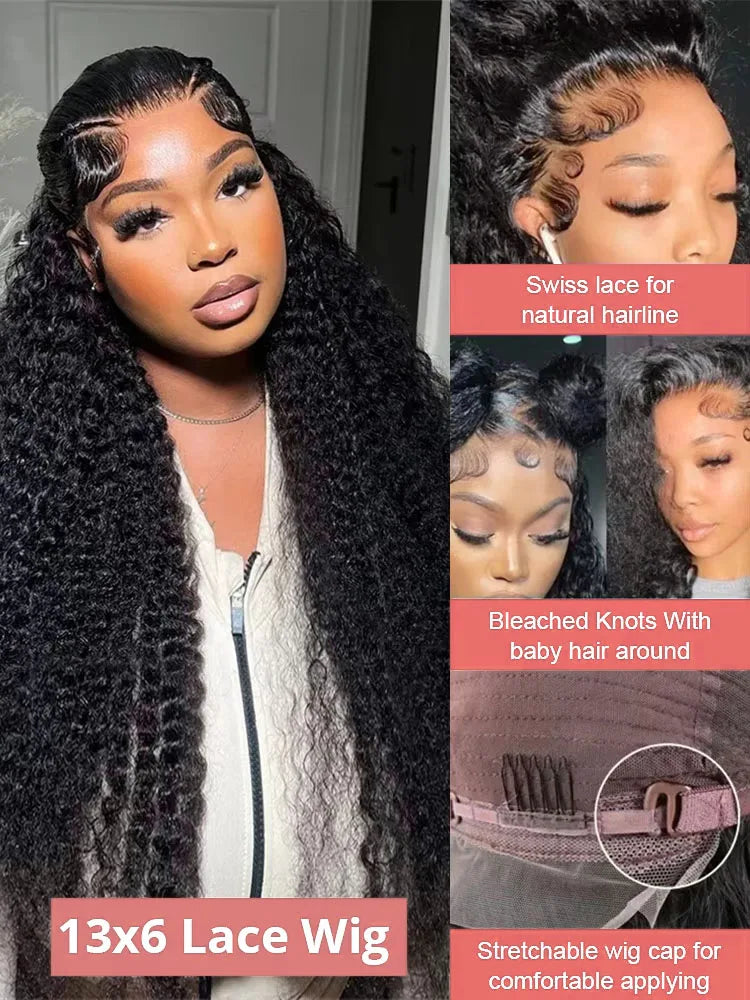 250 Density 30 40 Inches HD Deep Wave 13x6 Curly Lace Front Human Hair Wig Wet Wavy Water Wave Lace Frontal Wigs For Black Women