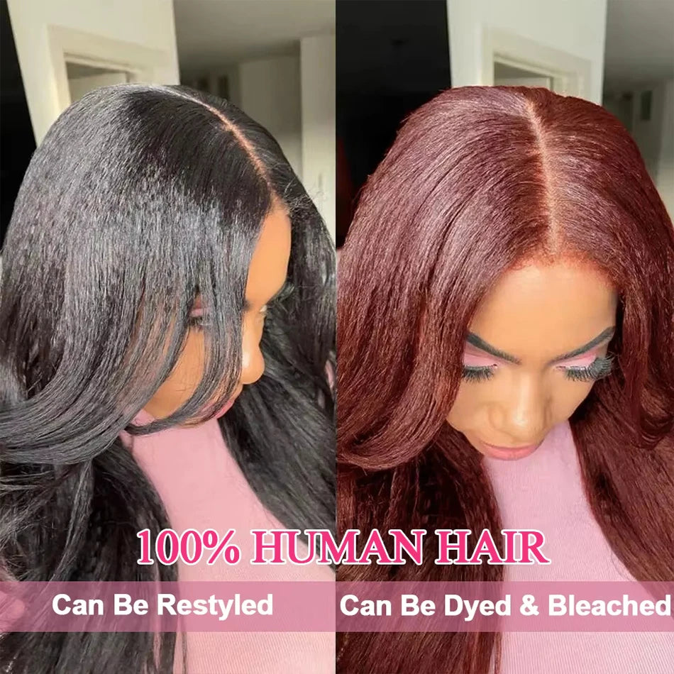 250 Density Kinky Straight Full Lace Frontal Wigs Human Hair for Women Yaki Straight 100% Real Full HD Lace Front Wig Preplucked