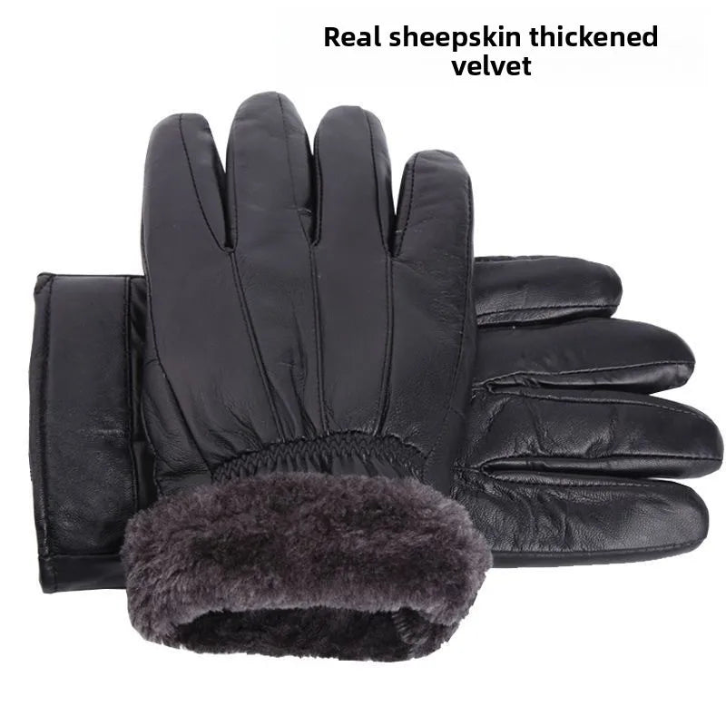 Leather Gloves Men Women Fleece Lined Warm Thin & Thickened Cotton Gloves for Motorcycle Riding Autumn Winter Wholesale