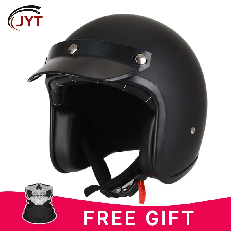 DOT Retro Open Face Motorcycle Low Profile Helmets 3/4 Half Helmet Vintage Four Seasons Unisex for Adult Men Women for Motocross