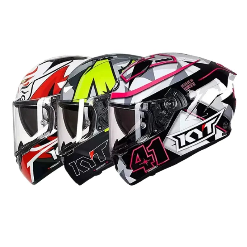 New colors available！KYT Full Helmet Women Motorcycle Helmet Men Summer Four Season Moto Track Hard Helmet Riding Big Tail ST