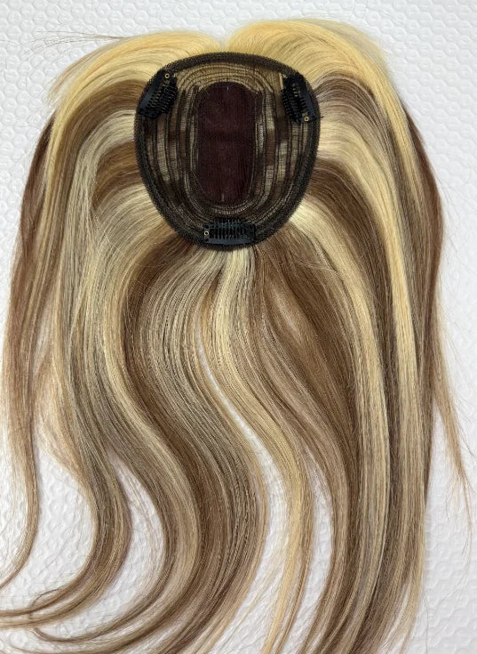 Women Topper Human Hair Straight Silk Top Human Hair Wigs Machine Made Clip in Remy Hair Toupee Silk Base Human Hair System Unit