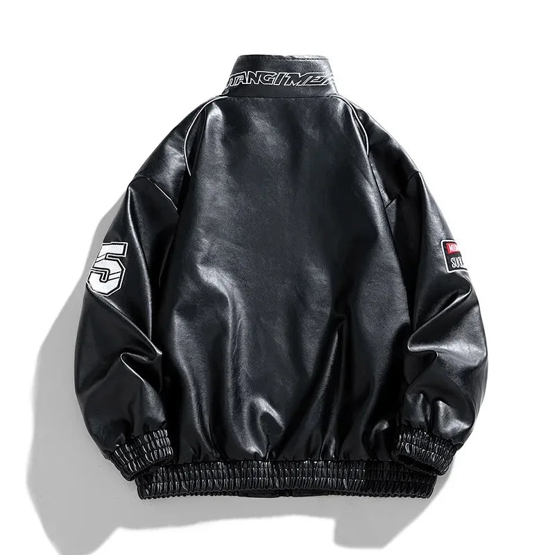 Spring Autumn New Men's Motorcycle Wear Fashion Brand PU Leather Jacket Moto Bike Jackets Thin Fashion Coat Embroidery Hip Hop