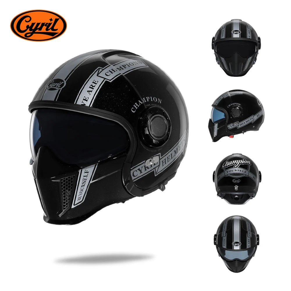 CYRIL Motorcycle Helmet Full Face Open Face Helmets 3/4 Men Women Modular Dual Visor Helmet For Motorcycle ECE DOT Approved