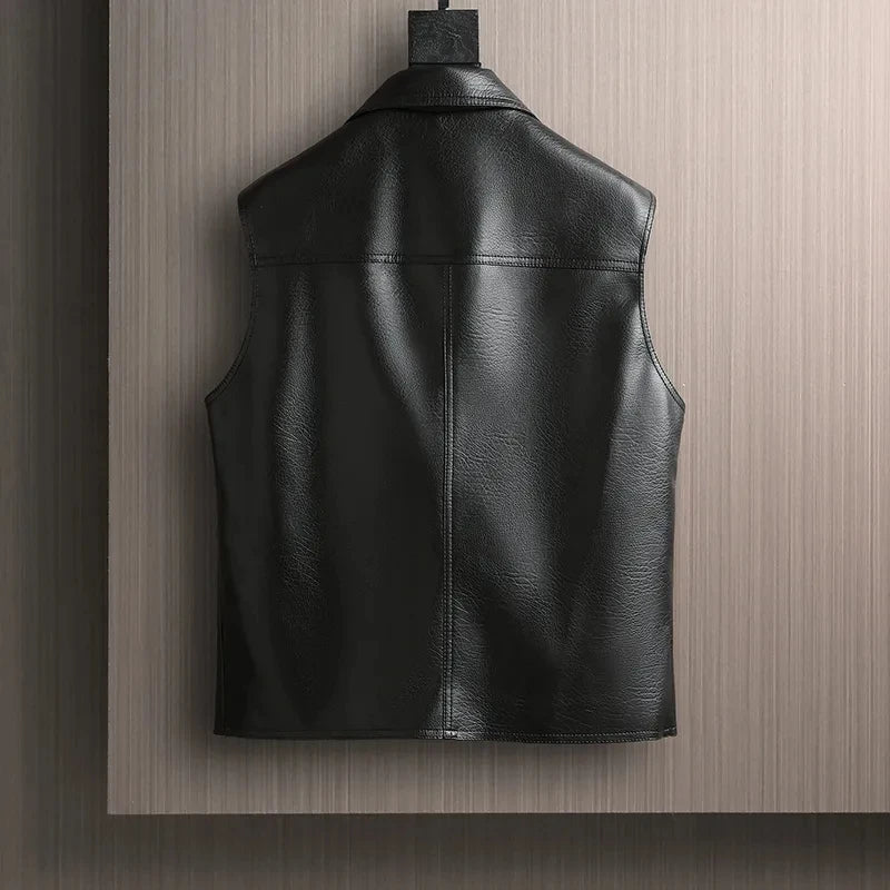 Spring Autumn New Fashion Trend Motorcycle Leather Vest Jacket Women's Suit Collar Sleeveless Coat Lady Short Zipper Jackets