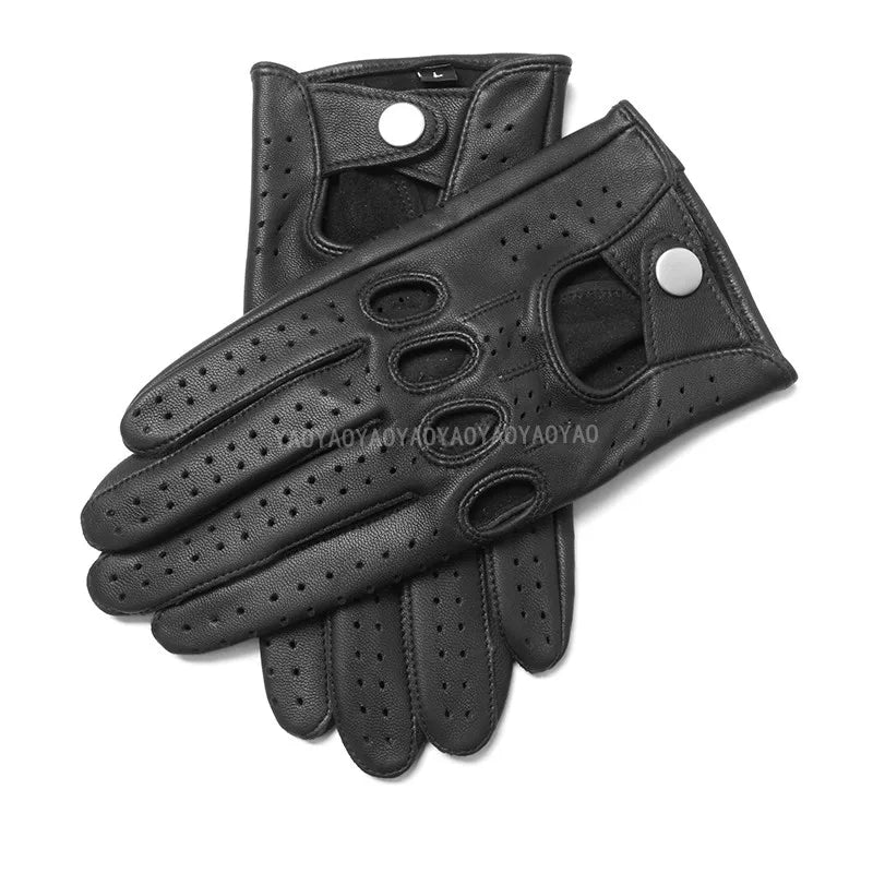Male Spring 2025 New Leather Gloves Men Top Quality Pure Goatskin No Lining Unlined Breathable Driving Full Finger Mittens