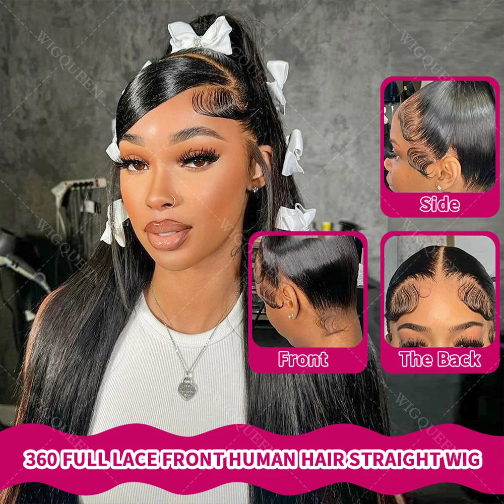 Ultra-thin Invisible Melt Skins 360 HD Full Lace Front Wigs Human Hair Can ponytail Invisible Strap Straight 13x4 Lace Front Wig