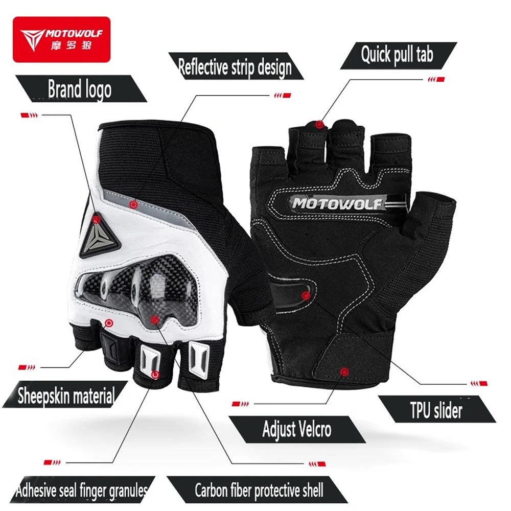 Summer Fingerless Half Finger Simracing Gloves For Motorcycle Bicycle Riding Carbon Protection gym MTB Motorbike Glove Men Women
