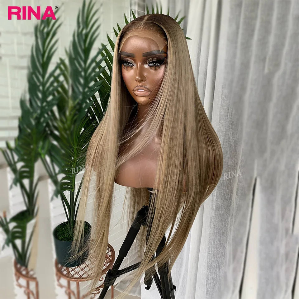 Ombre Blonde 13X6 13X4 Transparent Lace Frontal Wig Straight  Blonde with 1B Roots Wig Human Hair Lace Front Wig 5X5 Closure Wig