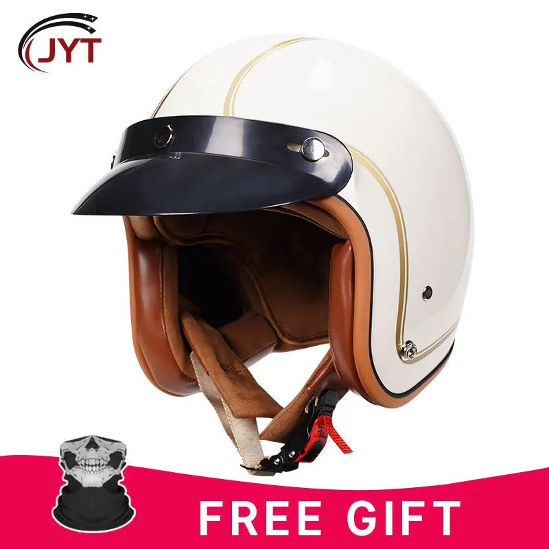 DOT Retro Open Face Motorcycle Low Profile Helmets 3/4 Half Helmet Vintage Four Seasons Unisex for Adult Men Women for Motocross