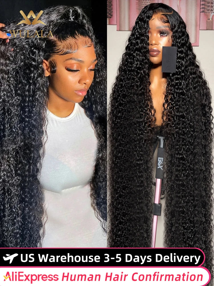 Water Deep Wave Lace Frontal Wig 13x4 13x6 360 Hd Curly Human Hair 30 40 46 Inch Lace Front Wigs For Black Women PrePlucked Lace