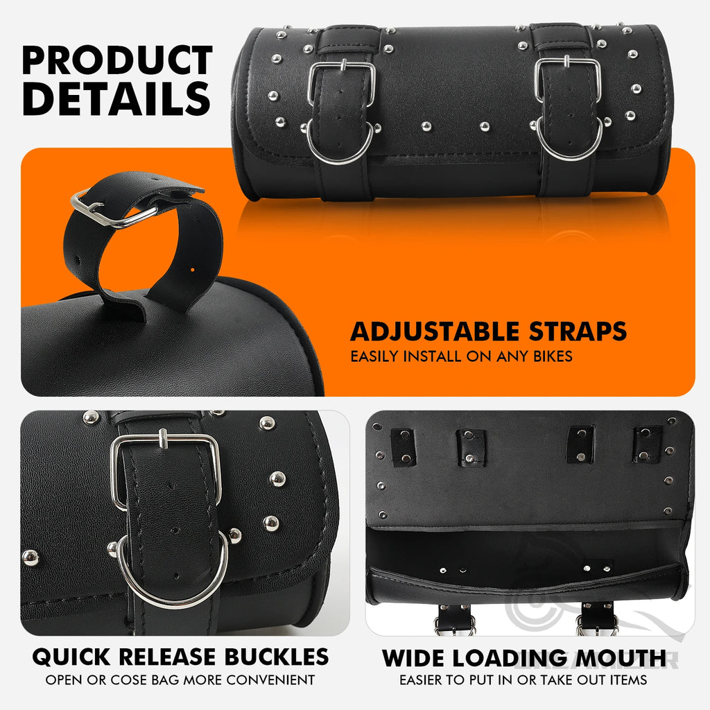 Motorcycle Front Fork Handlebar Bag Leather Waterproof Large Motor Saddlebags Bag Moto Luggage Capacity Storage Pouch Tank W4P2