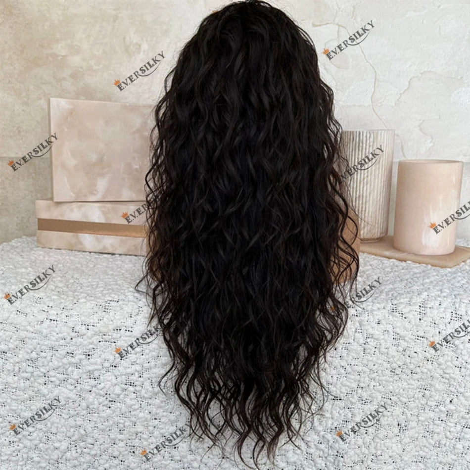 Black Human Hair Natural Wave Raw Indian Hair 5x5 Lace Closure Wig for Black Women 200 Density 13x6 Deep Part Lace Front Wig