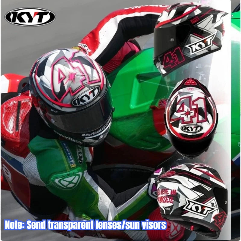 New colors available！KYT Full Helmet Women Motorcycle Helmet Men Summer Four Season Moto Track Hard Helmet Riding Big Tail ST
