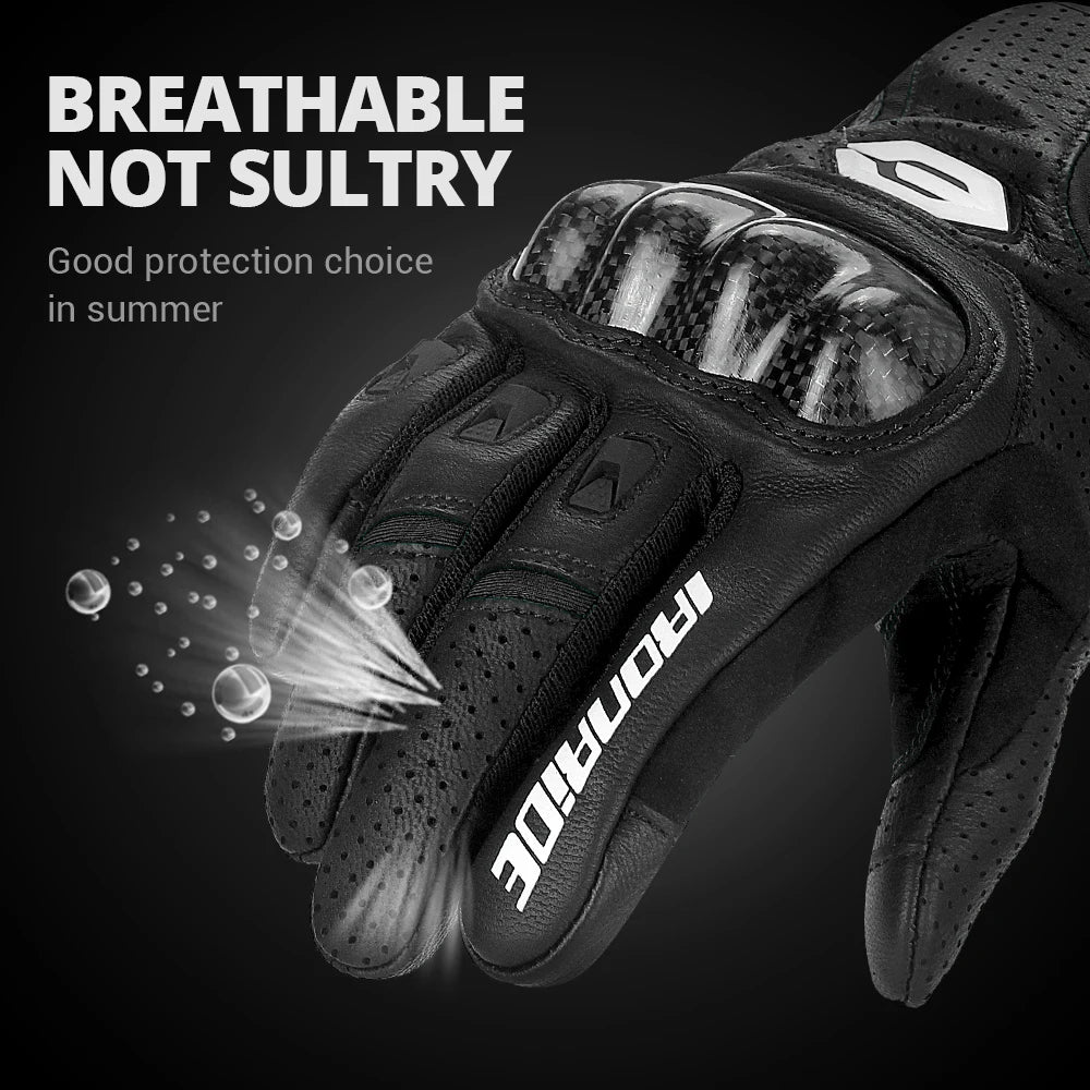 HEROBIKER Motorcycle Gloves Genuine Leather Men Breathable Motocross Racing Glove Gloves Spring Autumn Touch Screen Guantes Moto