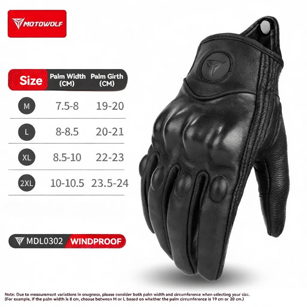 MOTOWOLF Motorcycle Gloves Men Leather Riding Gloves Touchscreen Anti-Skid Breathable Four Seasons Unisex