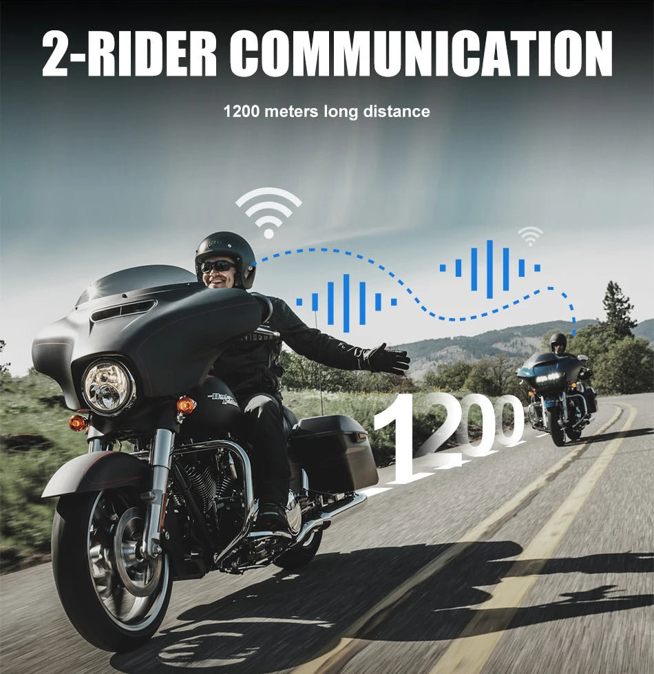 Mornystar S2 Helmet Headset Motorcycle Intercom Waterproof Bluetooth 5.1 DSP Noise Reduction 2 Rider Communication MP3 GPS