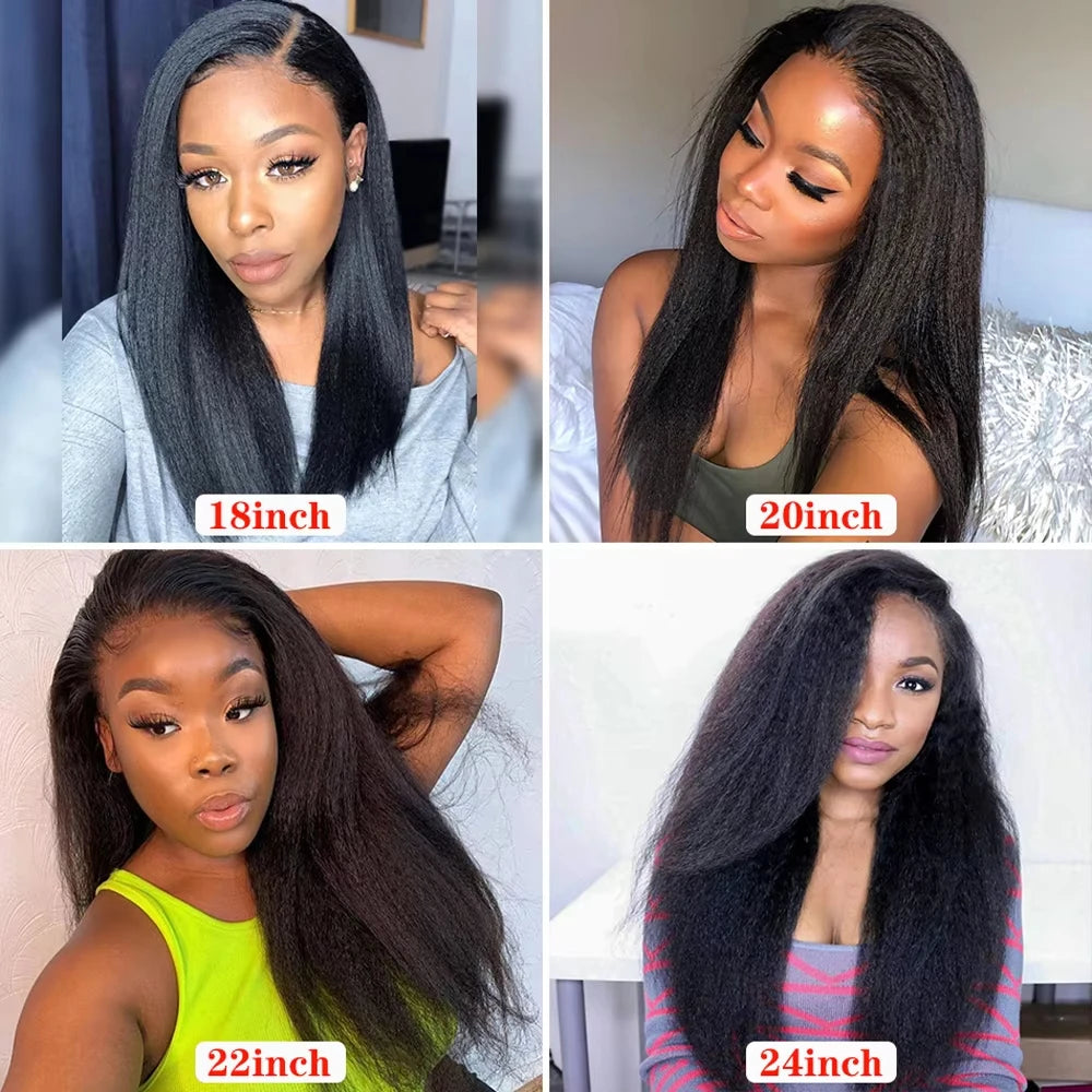 Heyju Wig Invisible Strap 360 HD Full Lace Glueless Wig Kinky Straight Lace Frontal Wig Yaki Straight Lace Front Human Hair Wig