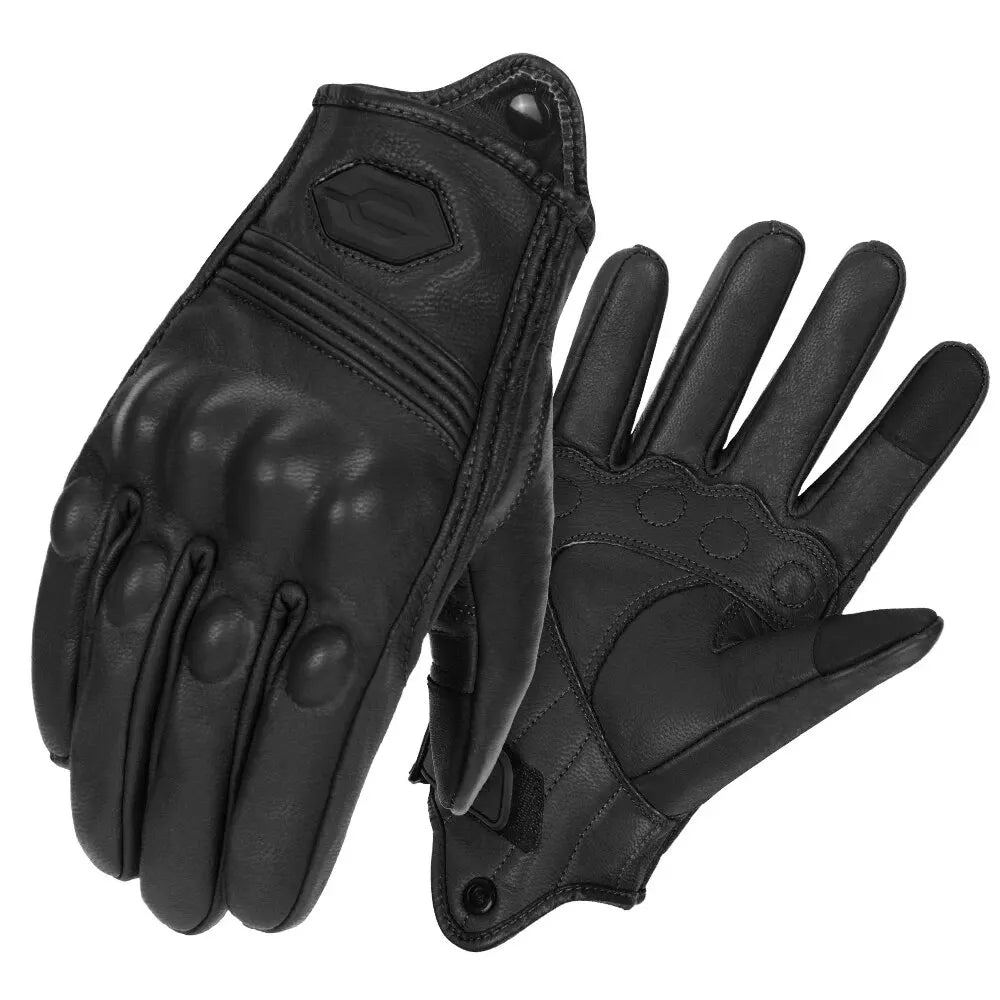 Motorcycle Gloves Summer Breathable Leather Motocross Gloves Men Retro Biker Cycling Gloves Touch Screen Motorbike Riding Gloves