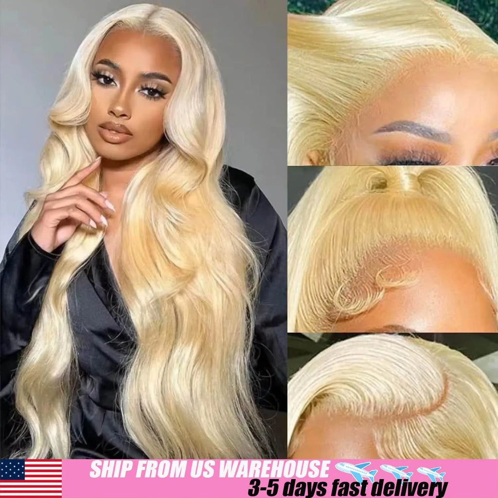Body Wave Wig 200% Density 613 Hd Lace Frontal Wig 13x6 Blonde Human Hair Wig Bleached Knoted Brazilian Hair Wigs