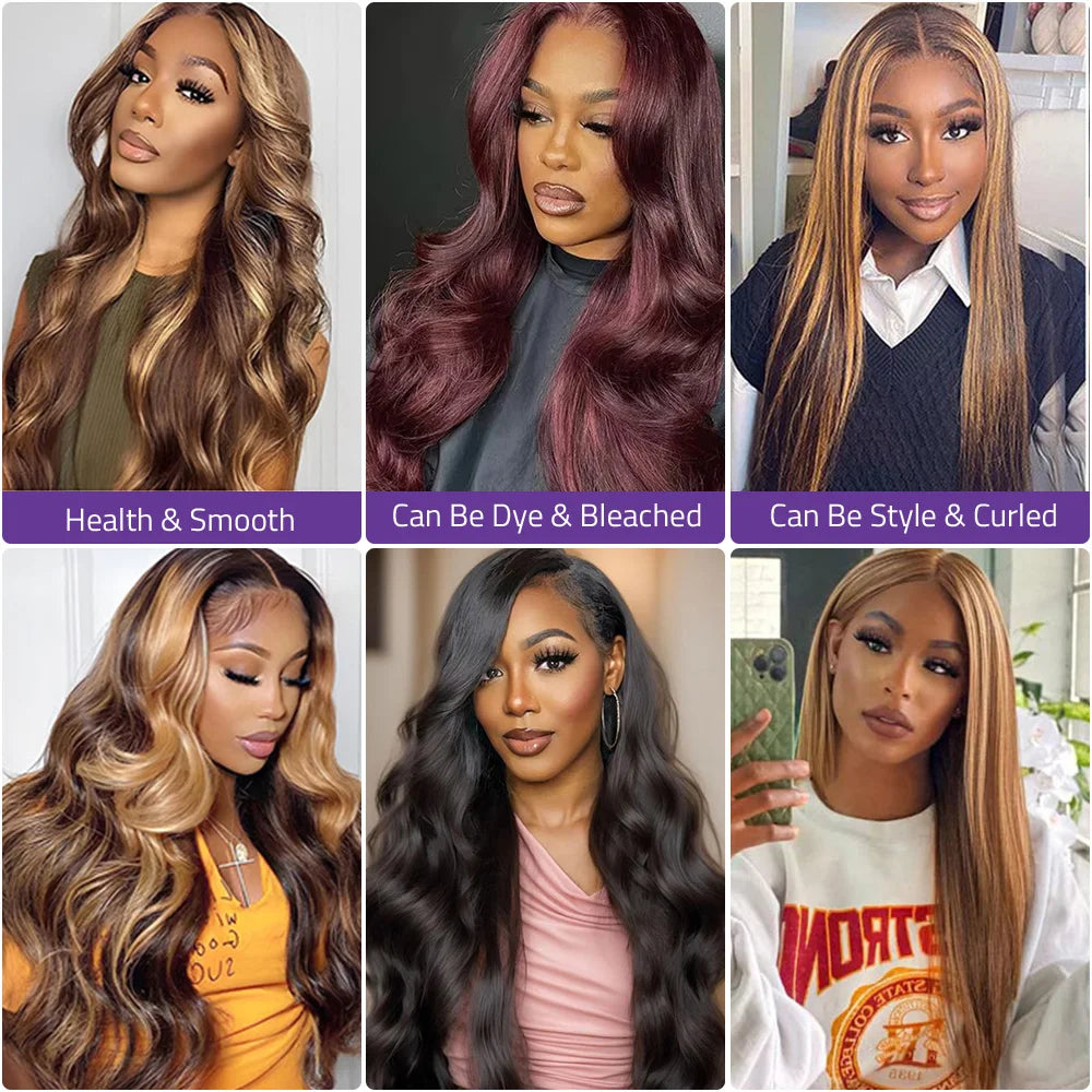 18-40 Inches Highlight P4/27 Honey Blond Ombre Wigs Human Hair 13x6 HD Lace Front Wig Body Wave 13x4 Transparent Lace Front Wigs