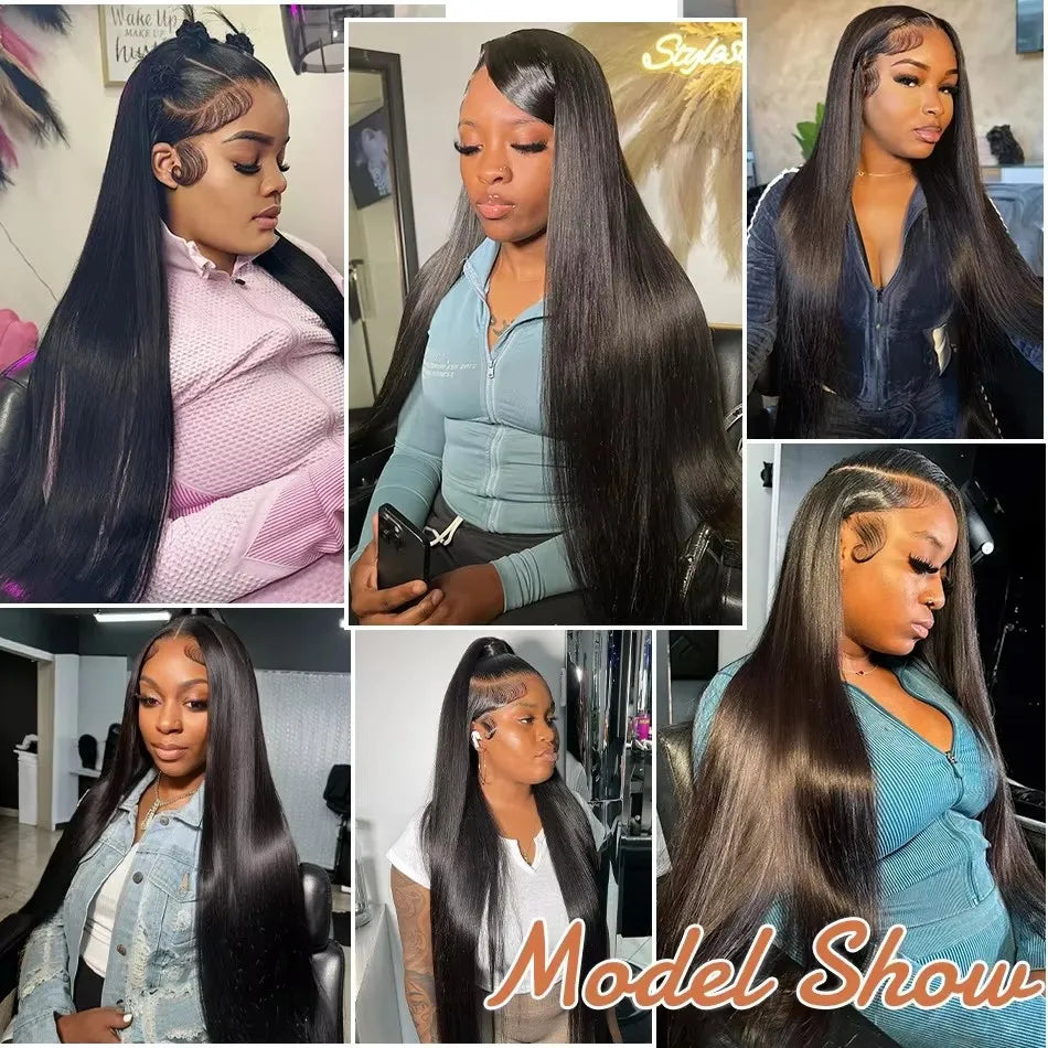 Human Hair Bone Straight 13x6 HD Lace Frontal Wigs Brazilian 30 40 Inch Straight Human Hair Wig Lace Front Wig For Women