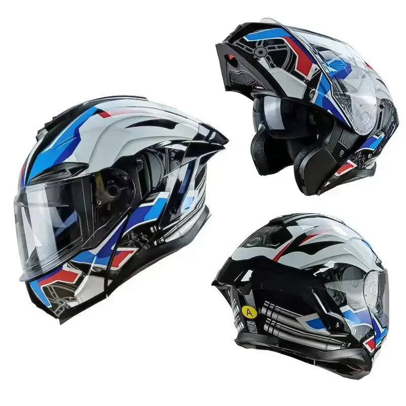 Flip up Motorcycle Helmet With Bluetooth Dual lens off-road Racing helmet Cascos para moto Motorbike Helmet DOT Approved For BMW