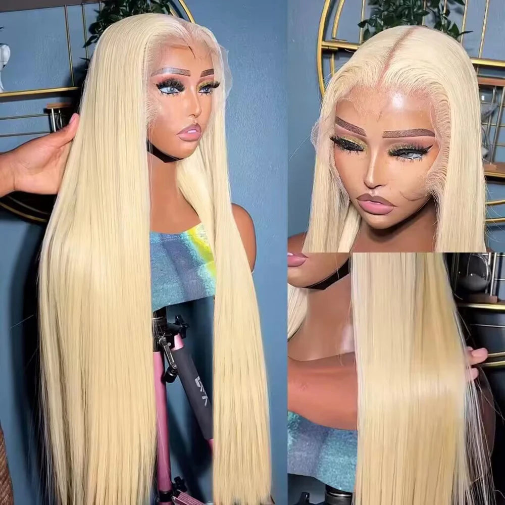 13x4 13x6 Full Frontal Lace 613 Blonde Colored Straight Human Hair Wigs Lace Front Wigs For Women 34 36 Inch