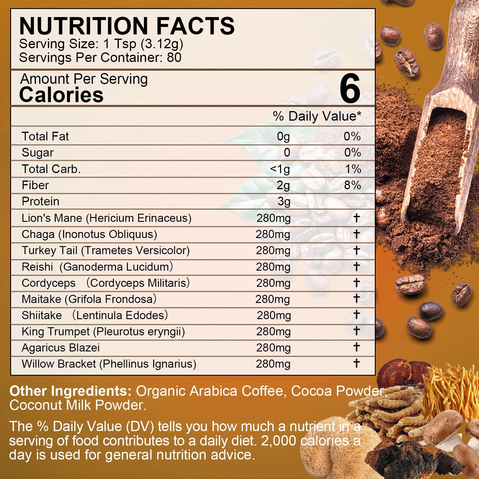 Lion's Mane Mushroom Coffee 10-ingredient Mushroom Blend Chaga, Cordyceps for Energy, Focus, Memory Health Immune health