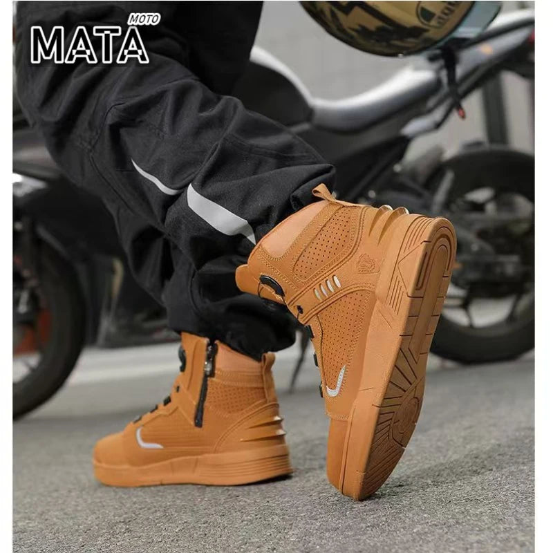 HOT Motorcycle Boots Men Biker Shoes Moto Sneaker Microfiber Leather Adventure Motocross Shoes Anti-slip Motorcycle Equipment