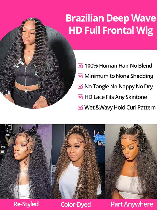 250 Density Human Hair Wigs Transparent Curly Wigs 13x6 Hd Lace Frontal Wig Brazilian High Density Deep Wave Wigs 40 Inches