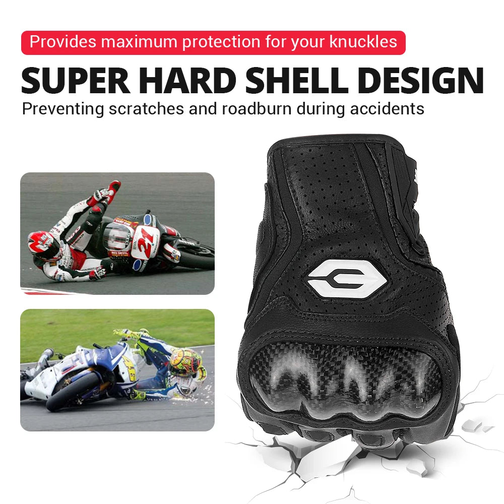 HEROBIKER Motorcycle Gloves Genuine Leather Men Breathable Motocross Racing Glove Gloves Spring Autumn Touch Screen Guantes Moto
