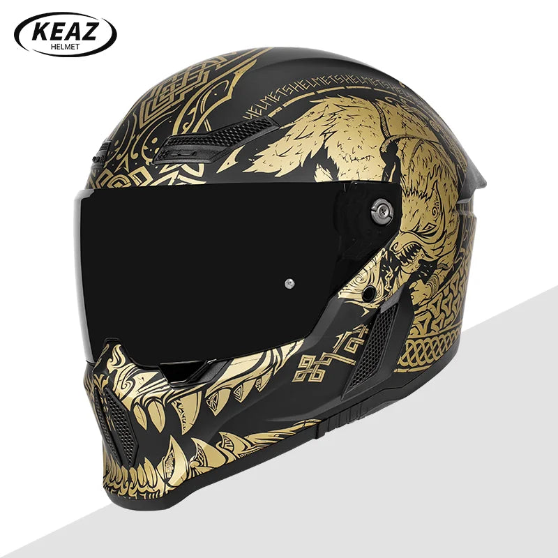 Personalized Retro Black Motorcycle Helmet Men Women Full Helmet for Motorcycles DOT Cover Suitable for All Seasons and Anti-Fog