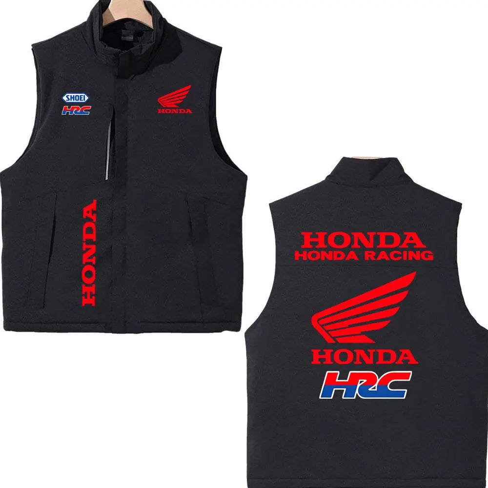 2025 Honda Racing Printed Cotton-Padded Vest Autumn Winter Men's Women's Outdoor Motorcycle Jacket Street Fashion Warm Clothing
