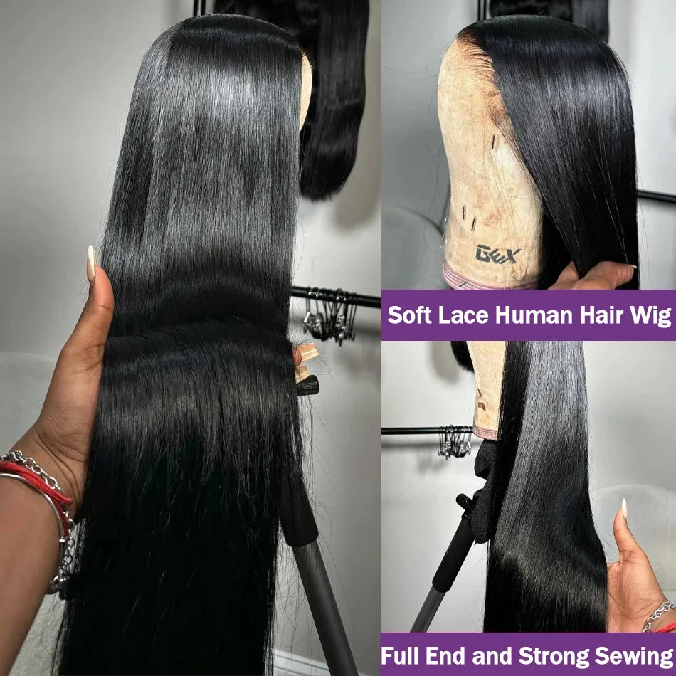 Bling Hair Hd Transparent Straight 13x4 Lace Front Wig Human Hair PrePlucked Brazilian Remy 13x6 Lace Frontal Wigs For Women