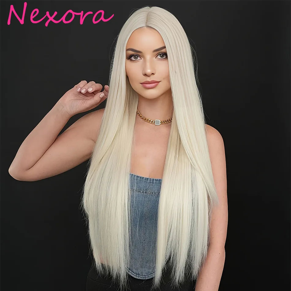 Nexoro 613 Bone Straight Human Hair Wig 13x4 13x6 Lace Front Blonde Color Real Brazilian Women Pre Plucked Natural Soft Silky