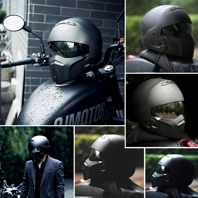 Scorpion Motorcycle Helmets ABS Retro Combination Full Face Helmet Built-in Lens Four Seasons Adult Men Women DOT Approved Moped