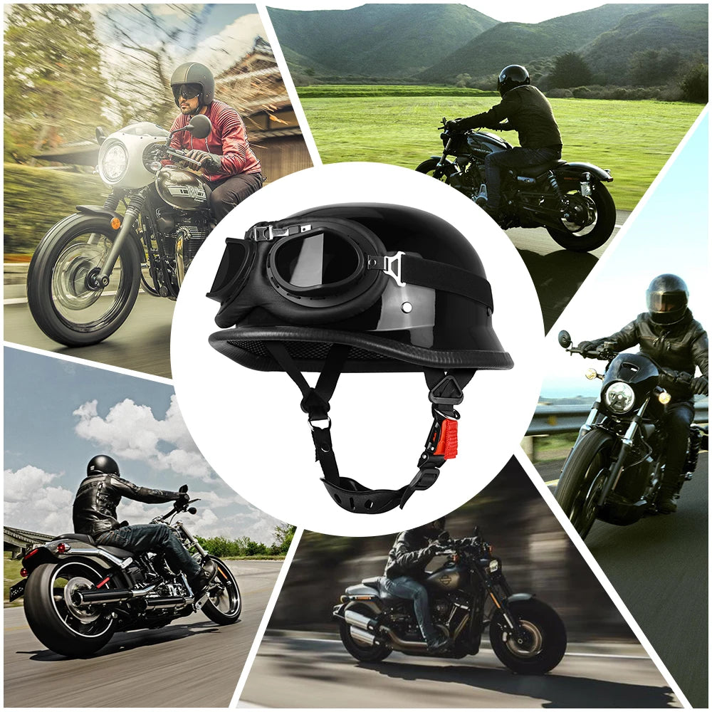 DOT Certification Motorcycle Half Helmet Anti-fall And Sun Cap Motorbike Helmet Fashion Vintage Moto Riding Safety Helmets S-2XL